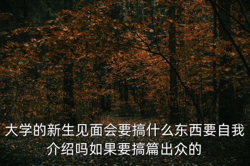 大學的新生見面會要搞什么東西要自我介紹嗎如果要搞篇出眾的