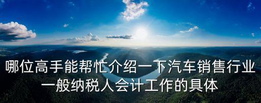 哪位高手能幫忙介紹一下汽車銷售行業一般納稅人會計工作的具體
