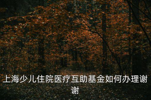 上海少兒住院醫(yī)療互助基金如何辦理謝謝