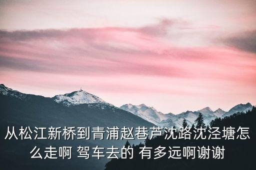 從松江新橋到青浦趙巷蘆沈路沈涇塘怎么走啊 駕車去的 有多遠啊謝謝