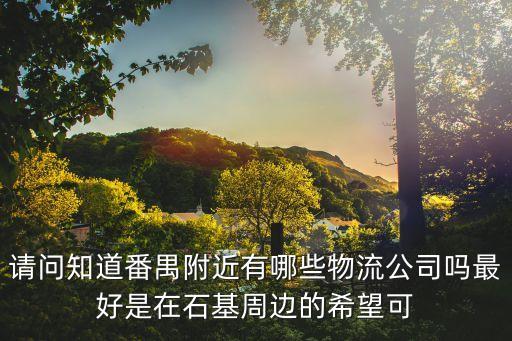 廣州番禺貨運運輸專線，請問知道番禺附近有哪些物流公司嗎最好是在石基周邊的希望可