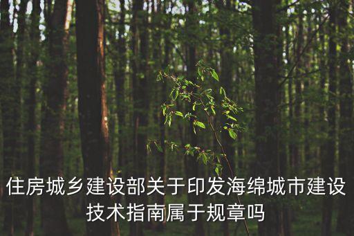 住房城鄉建設部關于印發海綿城市建設技術指南屬于規章嗎