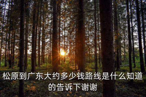 松原到廣東大約多少錢路線是什么知道的告訴下謝謝