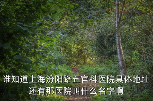 誰知道上海汾陽路五官科醫院具體地址還有那醫院叫什么名字啊