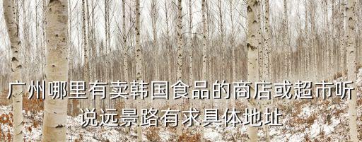 廣州遠景路芝士排骨在哪里，廣州哪里有賣韓國食品的商店或超市聽說遠景路有求具體地址