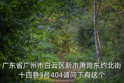 廣東省廣州市白云區新市蕭崗東約北街十四巷3號404請問下有這個