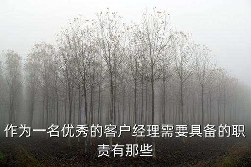 作為一名優(yōu)秀的客戶經(jīng)理需要具備的職責(zé)有那些