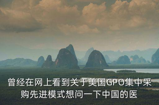 曾經(jīng)在網(wǎng)上看到關(guān)于美國(guó)GPO集中采購(gòu)先進(jìn)模式想問(wèn)一下中國(guó)的醫(yī)