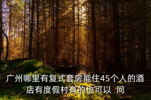 廣州哪里有復(fù)式套房能住45個(gè)人的酒店有度假村有的也可以  問(wèn)