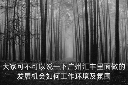 大家可不可以說一下廣州匯豐里面做的發展機會如何工作環境及氛圍