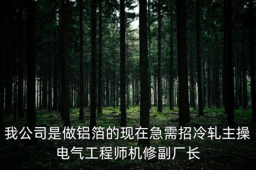 我公司是做鋁箔的現在急需招冷軋主操電氣工程師機修副廠長