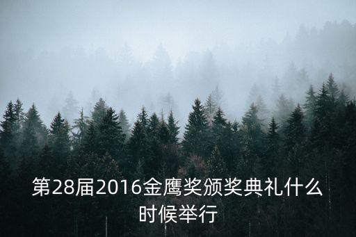 第28屆2016金鷹獎(jiǎng)?lì)C獎(jiǎng)典禮什么時(shí)候舉行