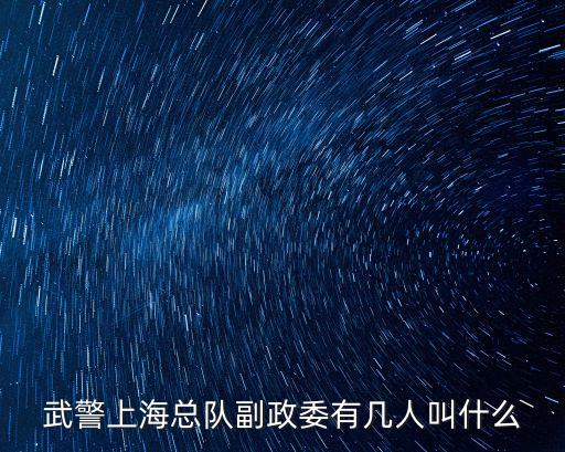 武警上海市總隊(duì)政委是誰(shuí)，現(xiàn)在武警政委是誰(shuí)有2位