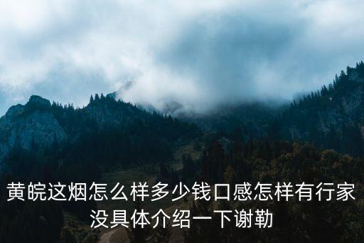 廣州黃皖香煙多少錢，黃皖這煙怎么樣多少錢口感怎樣有行家沒(méi)具體介紹一下謝勒