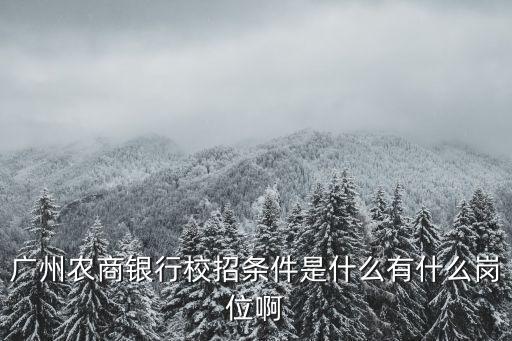 廣州農商銀行校招條件是什么有什么崗位啊