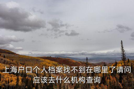 上海戶口個人檔案找不到在哪里了請問應該去什么機構查詢