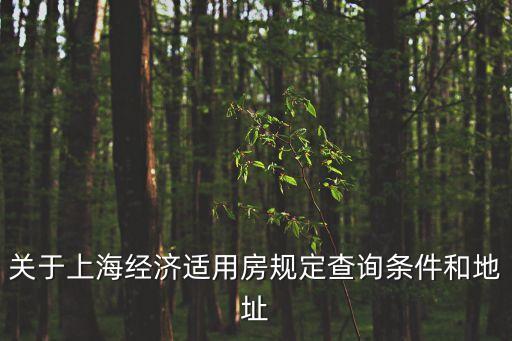 關于上海經濟適用房規定查詢條件和地址