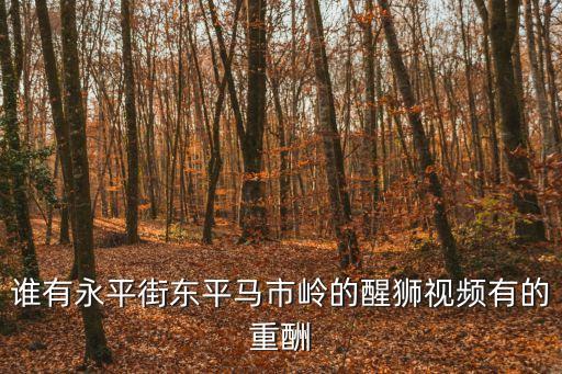 誰有永平街東平馬市嶺的醒獅視頻有的重酬