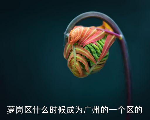 廣州蘿崗區什么時候成為區，蘿崗區什么時候成為廣州的一個區的