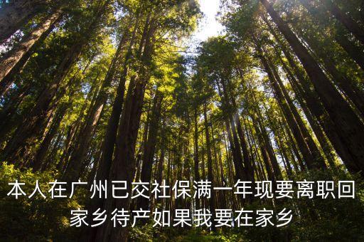 本人在廣州已交社保滿一年現要離職回家鄉待產如果我要在家鄉