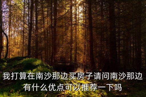廣州南沙值得投資的房子，我打算在南沙那邊買房子請問南沙那邊有什么優點可以推薦一下嗎