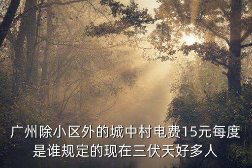廣州除小區外的城中村電費15元每度是誰規定的現在三伏天好多人