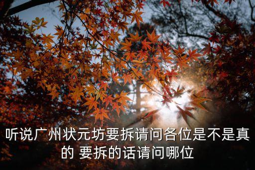 廣州狀元坊幾時(shí)整改，原來的廣州狀元坊拆了我想問搬到哪個(gè)位置去了
