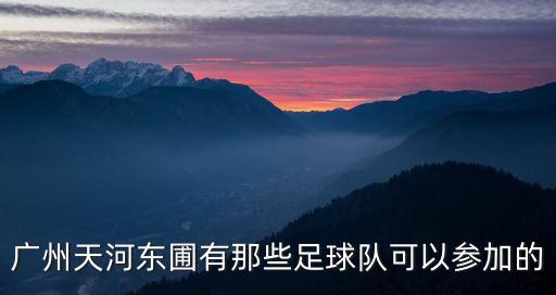 廣州足球隊(duì)參賽，廣州天河?xùn)|圃有那些足球隊(duì)可以參加的
