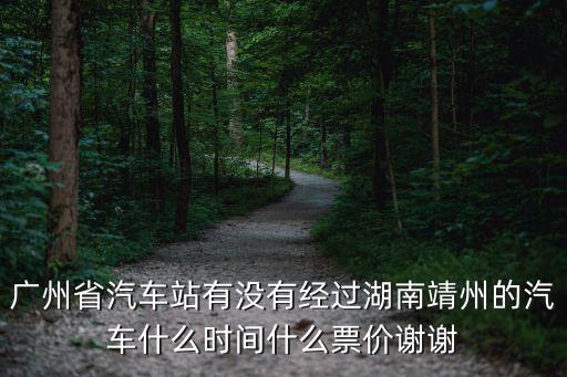 廣州省汽車站有沒有經(jīng)過湖南靖州的汽車什么時(shí)間什么票價(jià)謝謝