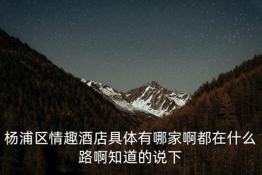 上海市楊浦區木村秀，楊浦區情趣酒店具體有哪家啊都在什么路啊知道的說下