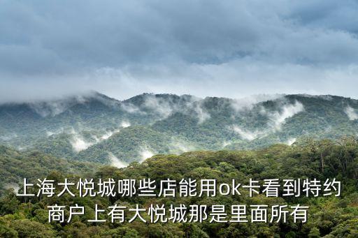 上海市靜安區(qū)大悅城KT，上海大悅城哪些店能用ok卡看到特約商戶上有大悅城那是里面所有