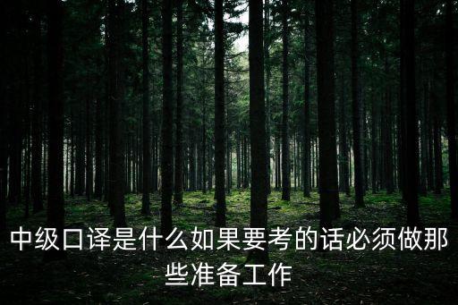 中級口譯是什么如果要考的話必須做那些準備工作
