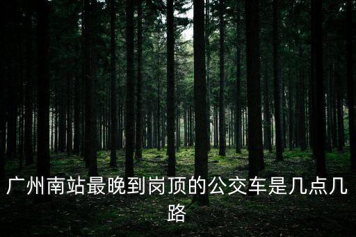 廣州南站到崗頂有公交嗎，廣州高鐵站到崗頂有沒有公交車