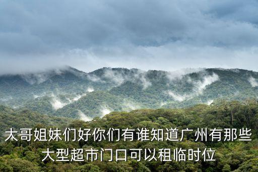 大哥姐妹們好你們有誰知道廣州有那些大型超市門口可以租臨時位