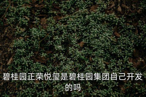 碧桂園正榮悅璽是碧桂園集團自己開發(fā)的嗎