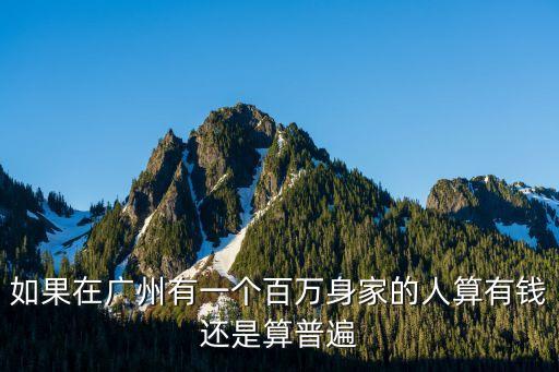 如果在廣州有一個百萬身家的人算有錢還是算普遍