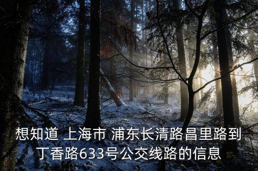 上海市丁香路633號，想知道 上海市 浦東長清路昌里路到丁香路633號公交線路的信息