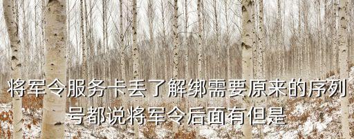將軍令服務卡丟了解綁需要原來的序列號都說將軍令后面有但是