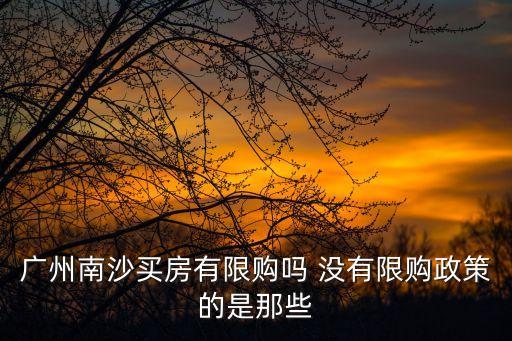 廣州南沙限購政策2021最新解讀，廣州南沙買房有限購嗎 沒有限購政策的是那些