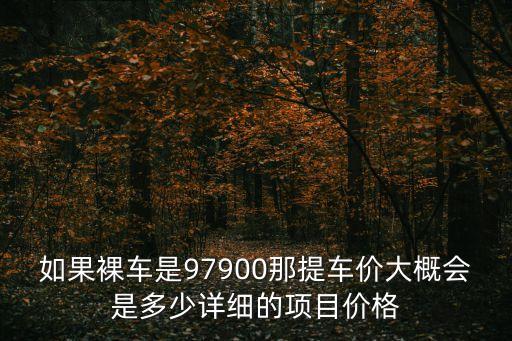 如果裸車是97900那提車價大概會是多少詳細(xì)的項目價格