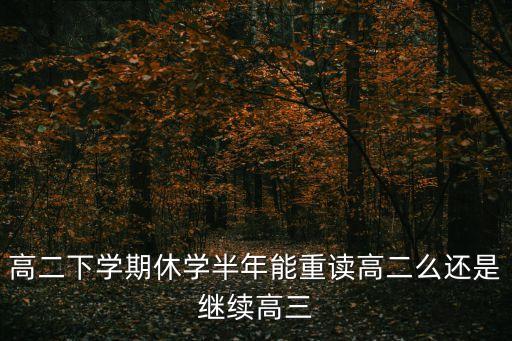 高二下學期休學半年能重讀高二么還是繼續(xù)高三