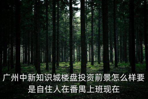廣州中新知識城樓盤投資前景怎么樣要是自住人在番禺上班現(xiàn)在