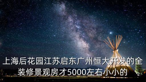 上海后花園江蘇啟東廣州恒大開發的全裝修景觀房才5000左右小小的