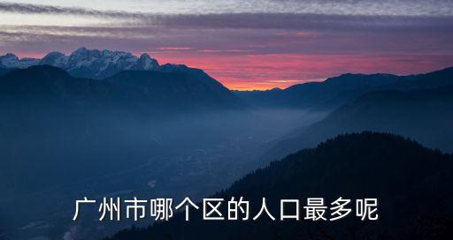 廣州市哪個區的人口最多呢