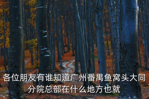 各位朋友有誰知道廣州番禺魚窩頭大同分院總部在什么地方也就