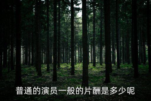 演員片酬，一個普通演員拍一場戲的片酬有多少
