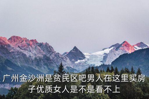 廣州金沙洲是貧民區吧男人在這里買房子優質女人是不是看不上