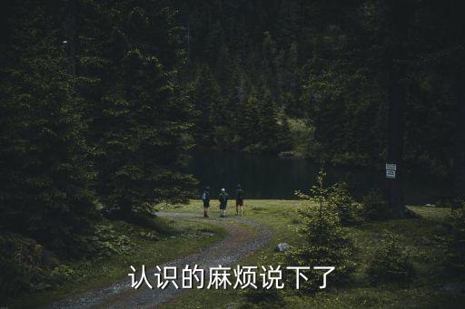 認(rèn)識(shí)的麻煩說(shuō)下了