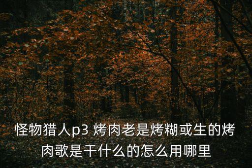 怪物獵人p3 烤肉老是烤糊或生的烤肉歌是干什么的怎么用哪里