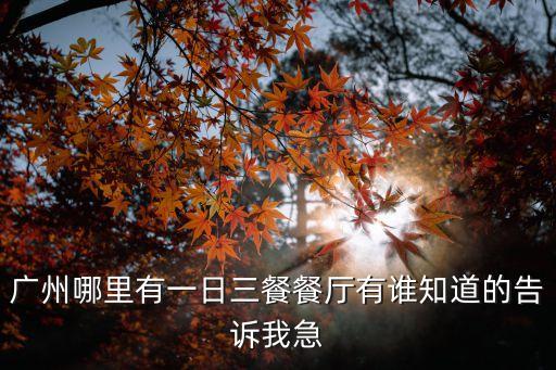 廣州哪里有一日三餐餐廳有誰知道的告訴我急